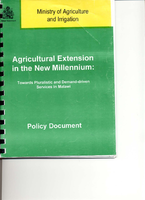 Agricultural Extension in the New Millennium- Towards Pluralistic and Demand Driven Services in Malawi 2000.pdf