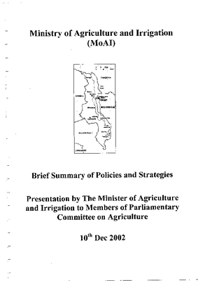 Brief Summary of Policies and Strategies in the Ministry of Agriculture and Irrigation 2002