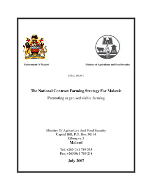 National Contract Farming Strategy 2007