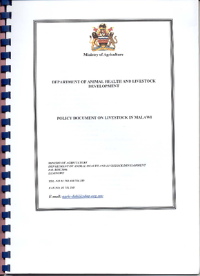 Policy Document on Livestock in Malawi 2004