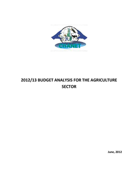The 2012-2013 Budget Analysis for the Agriculture Sector